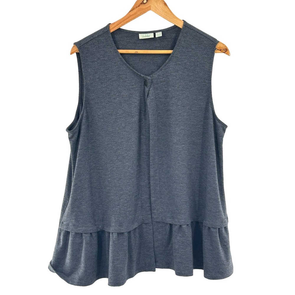 LOGO Lounge by Lori Goldstein French Terry Vest with Ruffle Detail - Size L